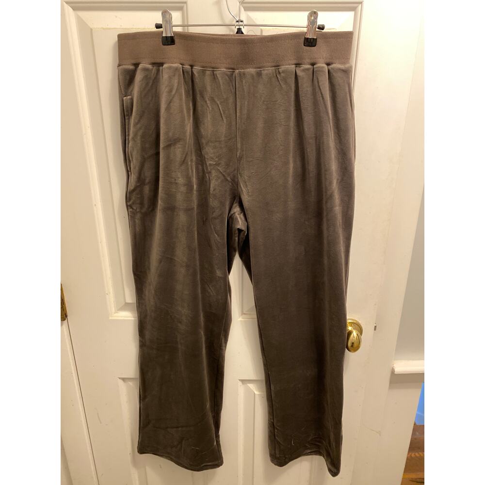 New Ruby Ribbon Women's Size XL taupe Velvet Velour Comfort Lounge Pants Mink - Picture 2 of 7